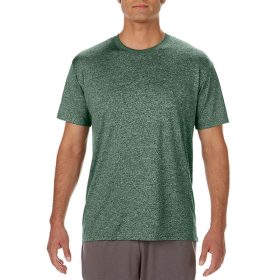   Rövid ujjú Actíve Fit férfi sport póló, Gildan GI46000, Heather Sport Dark Green-S