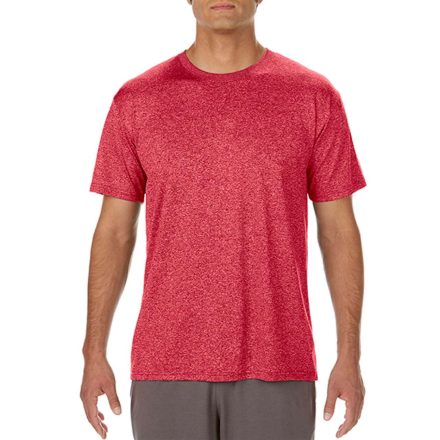 Rövid ujjú Actíve Fit férfi sport póló, Gildan GI46000, Heather Sport Scarlet Red-XL