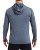 Hosszú ujjú kapucnis Aktív Fit férfi póló, Gildan GI46500, Heather Sport Dark Navy-XL