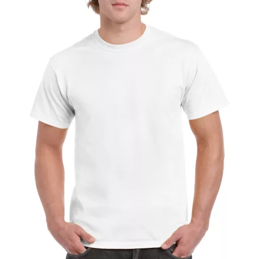 Rövid ujjú klasszikus szabású póló, Gildan GI5000, White-2XL