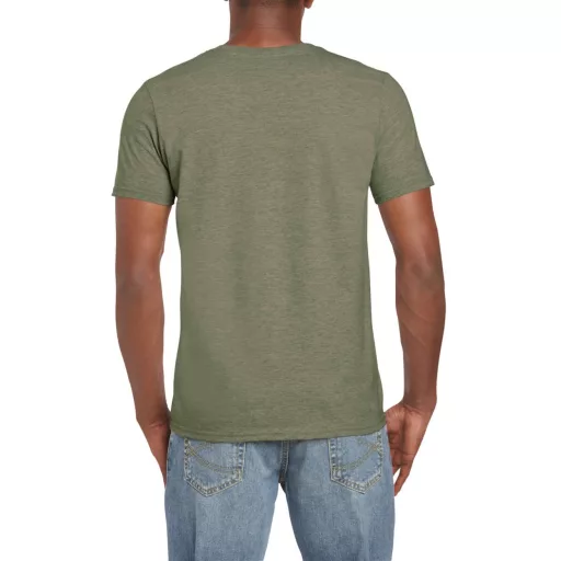 Softstyle rövid ujjú környakas póló, Gildan GI64000, Heather Military Green-3XL