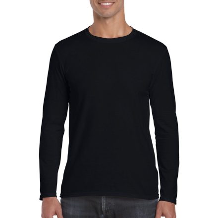 Softstyle hosszú ujjú pamut póló, Gildan GI64400, Black-XL