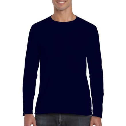 Softstyle hosszú ujjú pamut póló, Gildan GI64400, Navy-M
