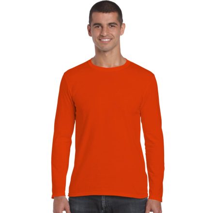 Softstyle hosszú ujjú pamut póló, Gildan GI64400, Orange-S