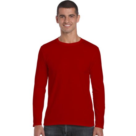 Softstyle hosszú ujjú pamut póló, Gildan GI64400, Red-M