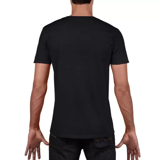 V-nyakú rövid ujjú pamut póló, Gildan GI64V00, Black-L