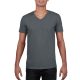 V-nyakú rövid ujjú pamut póló, Gildan GI64V00, Charcoal-XL