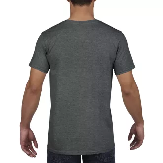   V-nyakú rövid ujjú pamut póló, Gildan GI64V00, Dark Heather-S