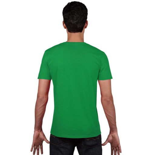 V-nyakú rövid ujjú pamut póló, Gildan GI64V00, Irish Green-XL