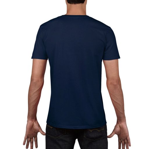 V-nyakú rövid ujjú pamut póló, Gildan GI64V00, Navy-XL