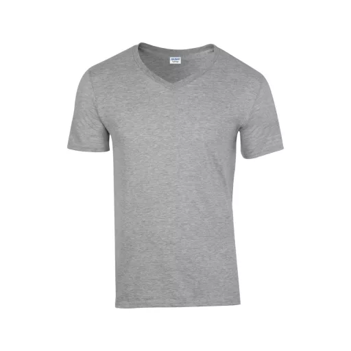 V-nyakú rövid ujjú pamut póló, Gildan GI64V00, RS Sport Grey-L