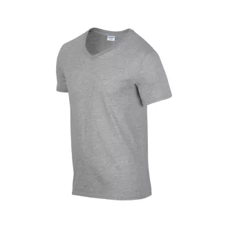  V-nyakú rövid ujjú pamut póló, Gildan GI64V00, RS Sport Grey-S