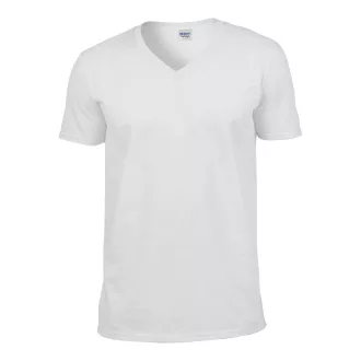 V-nyakú rövid ujjú pamut póló, Gildan GI64V00, White-XL