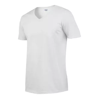 V-nyakú rövid ujjú pamut póló, Gildan GI64V00, White-XL