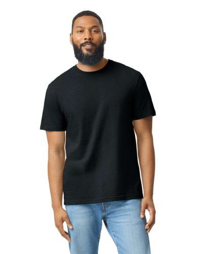 Softstyle körkötött rövid ujjú póló, Gildan GI67000, Pitch Black-L
