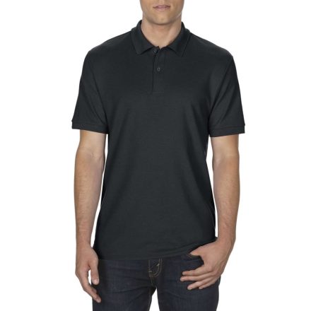 DryBlend férfi galléros póló dupla piké anyagból, Gildan GI75800, Black-2XL
