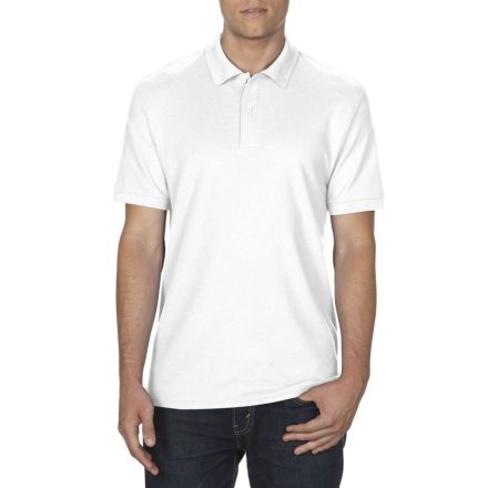 DryBlend férfi galléros póló dupla piké anyagból, Gildan GI75800, White-2XL