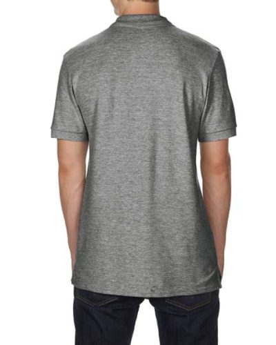 Prémium dupla piké kötésű galléros férfi póló, Gildan GI85800, Graphite Heather-M