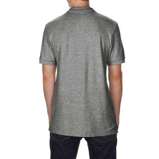 Prémium dupla piké kötésű galléros férfi póló, Gildan GI85800, Graphite Heather-M
