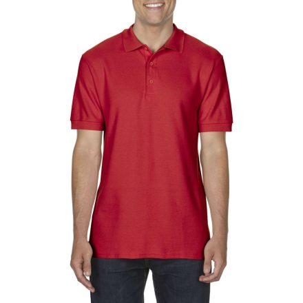 Prémium dupla piké kötésű galléros férfi póló, Gildan GI85800, Red-XL