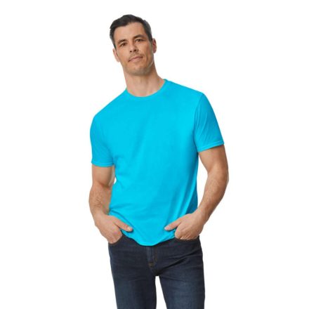 Modern oldalvarrott rövid ujjú kereknyakú póló, Gildan GI980, Caribbean Blue-XL
