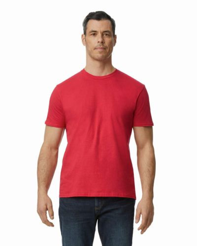 Modern oldalvarrott rövid ujjú kereknyakú póló, Gildan GI980, True Red-3XL
