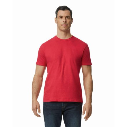 Modern oldalvarrott rövid ujjú kereknyakú póló, Gildan GI980, True Red-M