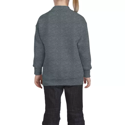 Kereknyakú gyerekpulóver, Gildan GIB18000, Dark Heather-XL