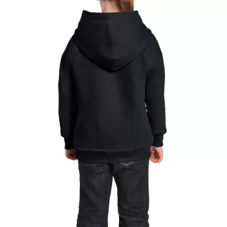   Kapucnis gyerekpulóver kenguruzsebbel, Gildan GIB18500, Black-L