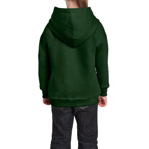 Kapucnis gyerekpulóver kenguruzsebbel, Gildan GIB18500, Forest Green-XS