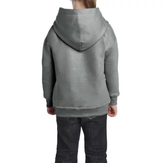   Kapucnis gyerekpulóver kenguruzsebbel, Gildan GIB18500, Graphite Heather-XS