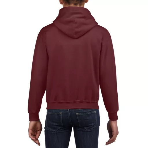 Kapucnis gyerekpulóver kenguruzsebbel, Gildan GIB18500, Maroon-XS