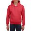 Kapucnis gyerekpulóver kenguruzsebbel, Gildan GIB18500, Red-XS