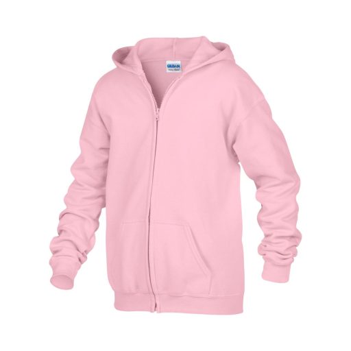 Cipzáros kapucnis gyerekpulóver, Gildan GIB18600, Light Pink-L