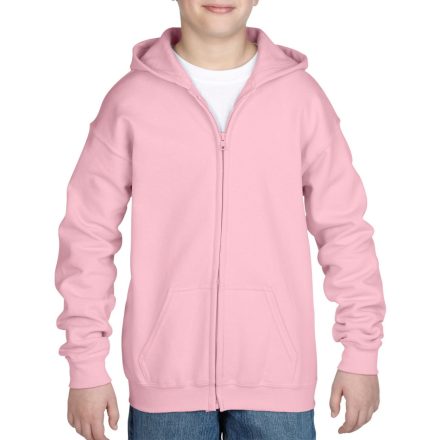 Cipzáros kapucnis gyerekpulóver, Gildan GIB18600, Light Pink-M