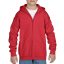 Cipzáros kapucnis gyerekpulóver, Gildan GIB18600, Red-S