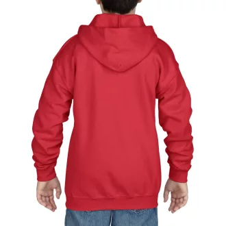 Cipzáros kapucnis gyerekpulóver, Gildan GIB18600, Red-S