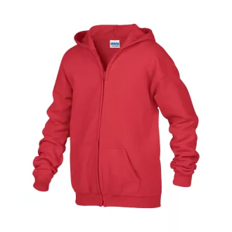 Cipzáros kapucnis gyerekpulóver, Gildan GIB18600, Red-S