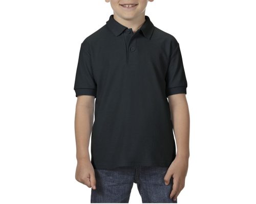 DryBlend galléros rövid ujjú gyerekpóló , Gildan GIB72800, Black-S