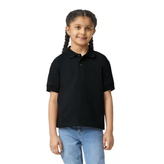   DryBlend 50/50 galléros rövid ujjú gyerekpóló , Gildan GIB8800, Black-L