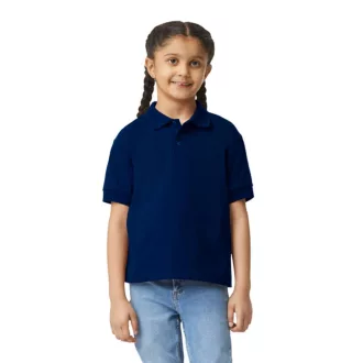   DryBlend 50/50 galléros rövid ujjú gyerekpóló , Gildan GIB8800, Navy-L