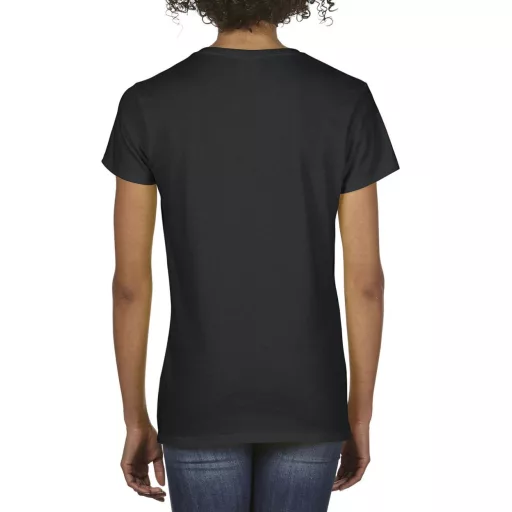 Rövid ujjú V-nyakú női póló, Gildan GIL4100V, Black-2XL