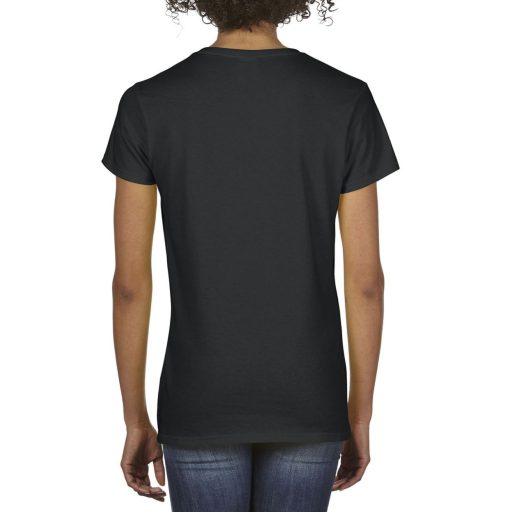 Rövid ujjú V-nyakú női póló, Gildan GIL4100V, Black-M
