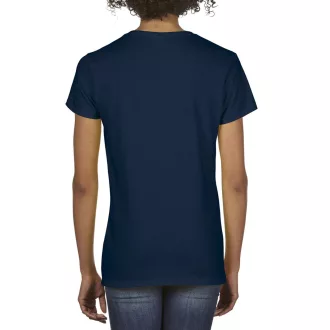 Rövid ujjú V-nyakú női póló, Gildan GIL4100V, Navy-S