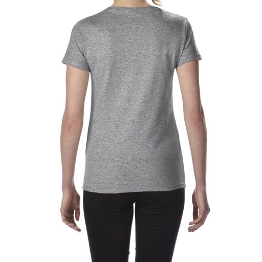 Rövid ujjú V-nyakú női póló, Gildan GIL4100V, RS Sport Grey-L