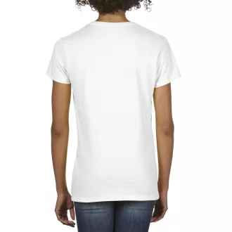 Rövid ujjú V-nyakú női póló, Gildan GIL4100V, White-S