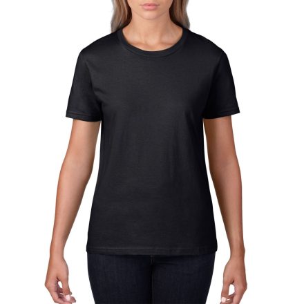 Kereknyakú rövid ujjú női póló, Gildan GIL4100, Black-S