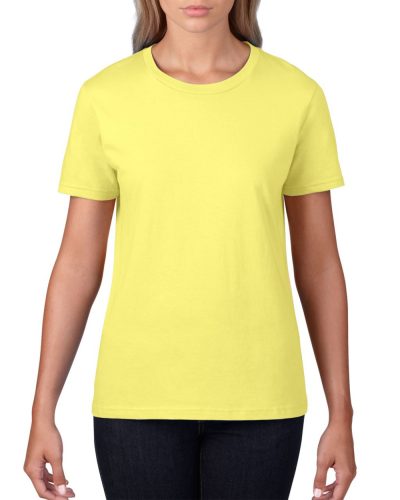 Kereknyakú rövid ujjú női póló, Gildan GIL4100, Cornsilk-XL