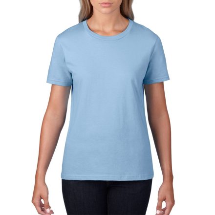 Kereknyakú rövid ujjú női póló, Gildan GIL4100, Light Blue-L