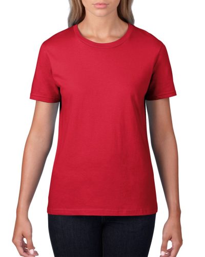 Kereknyakú rövid ujjú női póló, Gildan GIL4100, Red-L